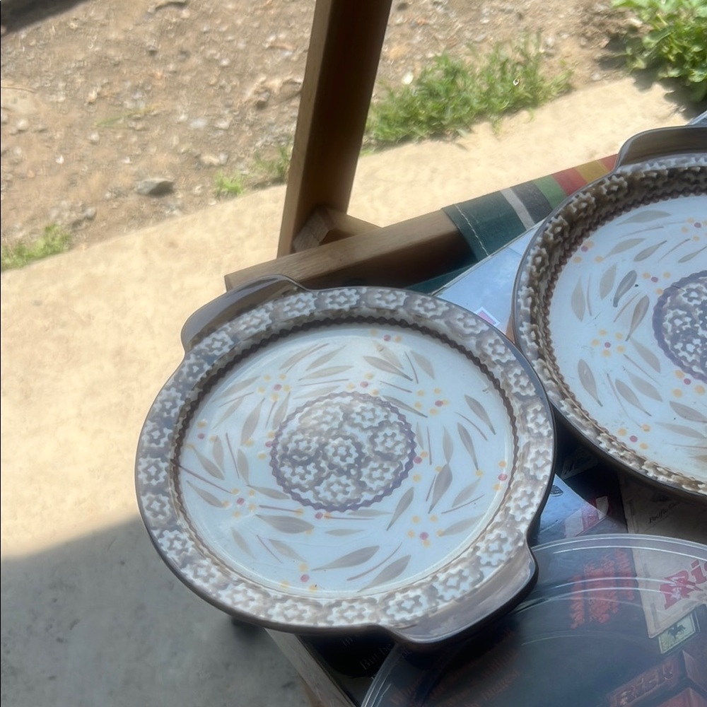Decorative Ceramic Plates - Brown and Cream